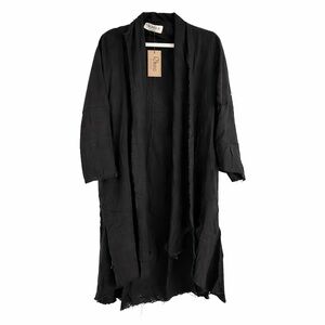 Rhea Black Long Open Cardigan OS